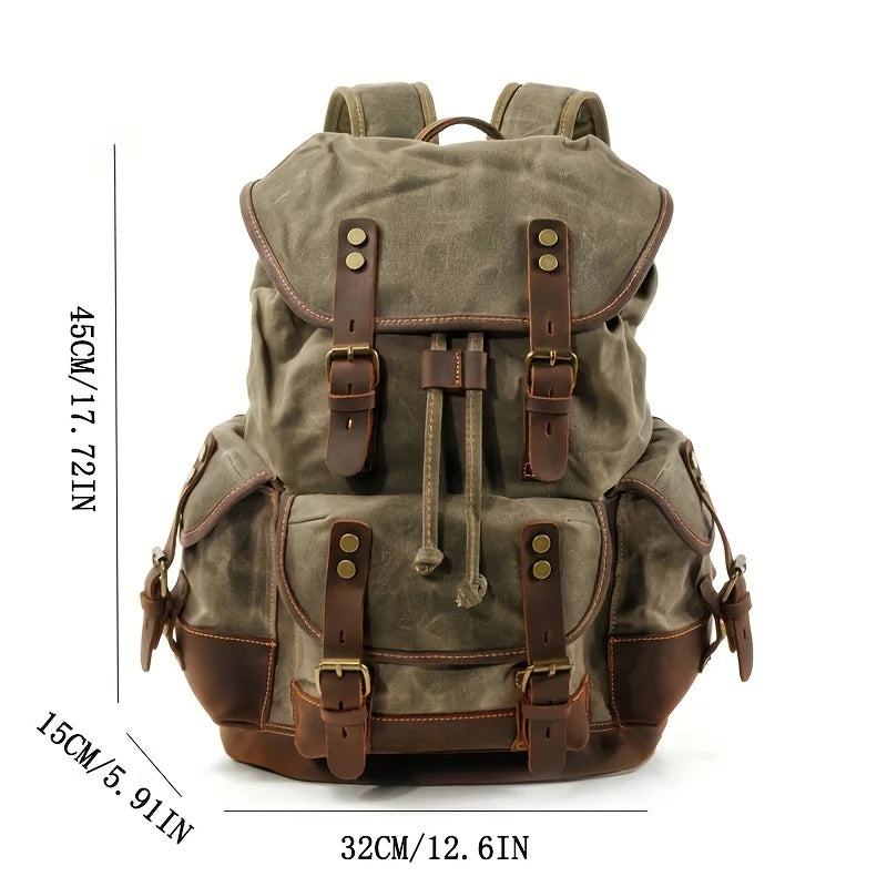 Sac à Dos Voyager Rétro Toile et Cuir Nomad Explorer