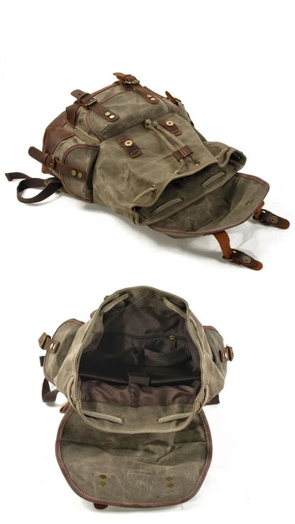 Sac à Dos Voyager Rétro Toile et Cuir Nomad Explorer